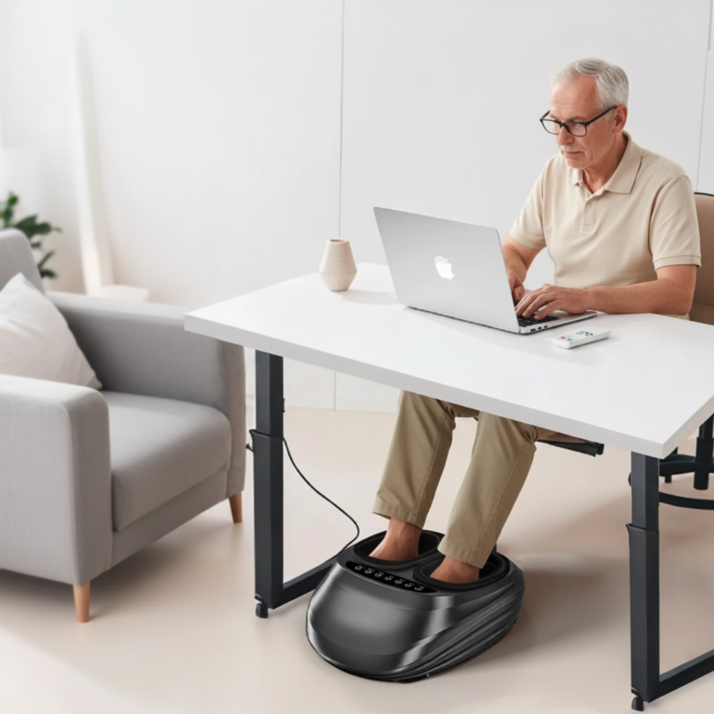 Shiatsu Foot Massager with Adjustable Knead and Air Compression, Soothing Heat Function for Relaxation Align Body Relief