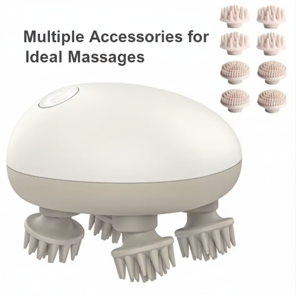 Head and Scalp Massager – Cordless, Rechargeable with 3 Modes and 96 Silicone Nodes Align Body Relief