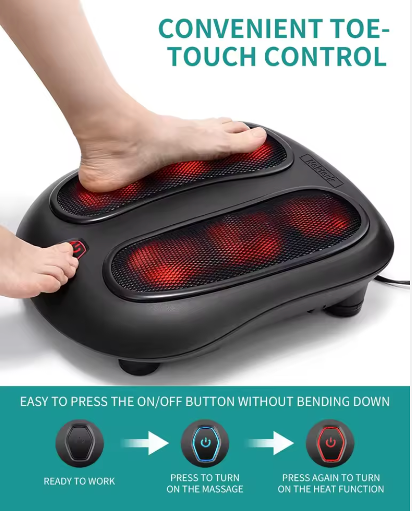 Foot Massager with Heat and 6 Massage Heads – Adjustable Height for Ultimate Relaxation and Comfort Align Body Relief