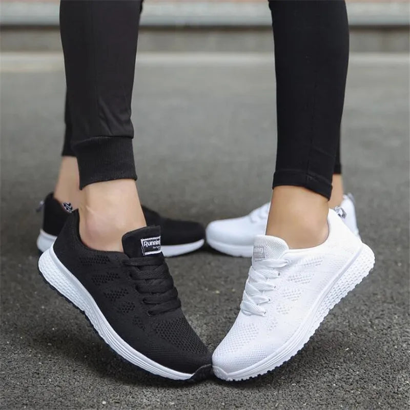White Sneakers for Women – Breathable Mesh Casual Sneakers, Lightweight Vulcanized Gym Shoes 2