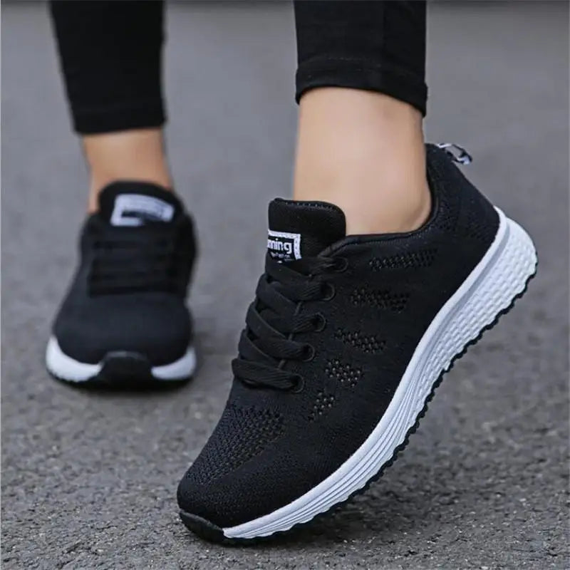 White Sneakers for Women – Breathable Mesh Casual Sneakers, Lightweight Vulcanized Gym Shoes 6