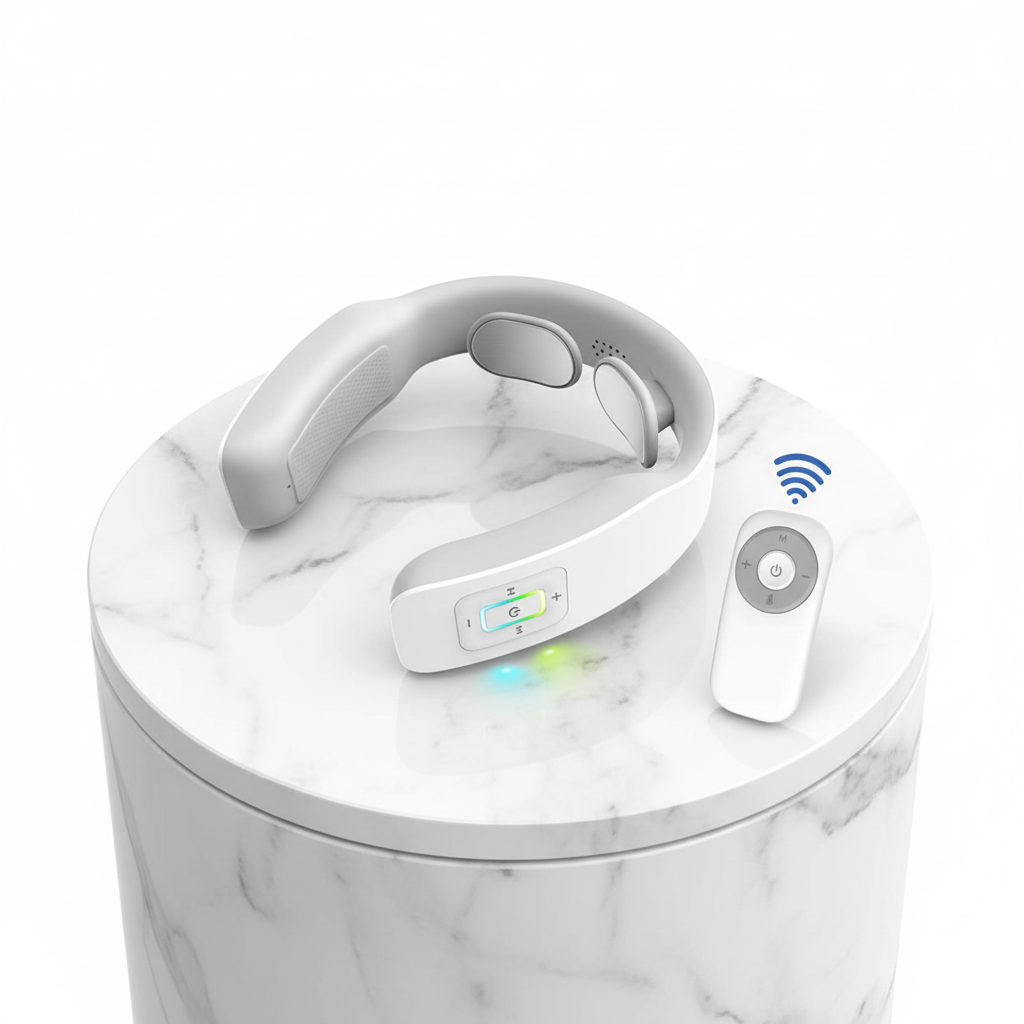 Wearable Neck Massager with Heat – Shiatsu Neck and Shoulder Massager, Portable with EMS Technology and Remote Control Align Body Relief