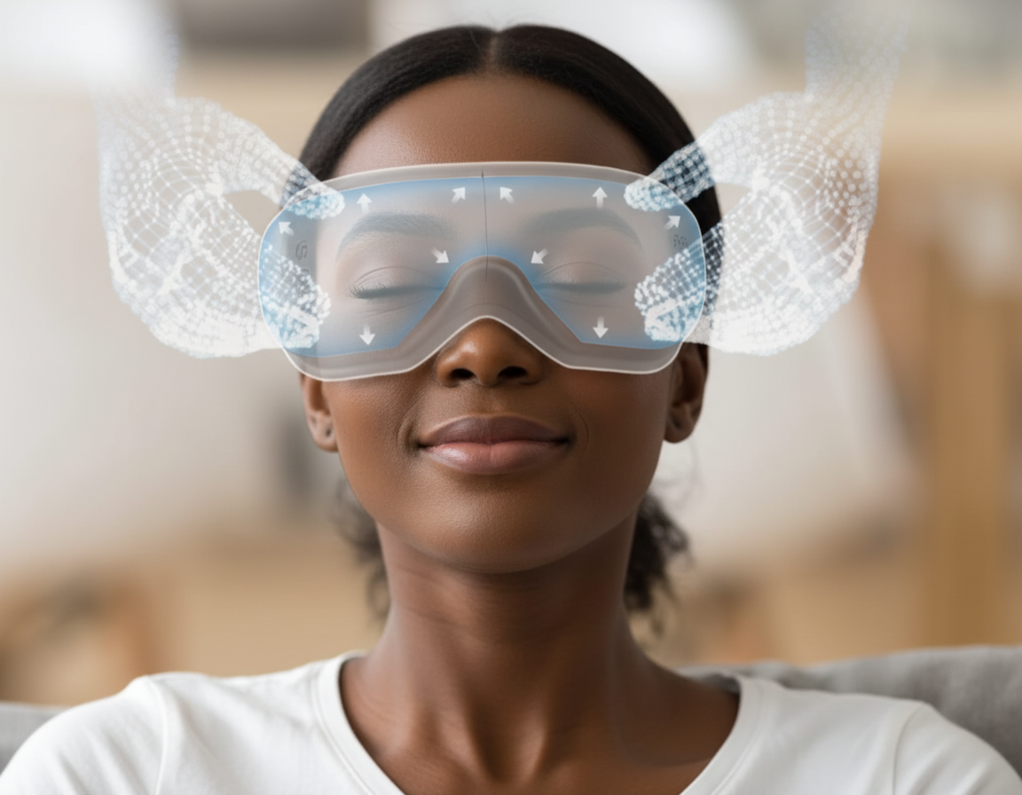 Heated Eye Massager Mask with Music – Smart Eye Massager with Customizable Settings and Portable Design Align Body Relief