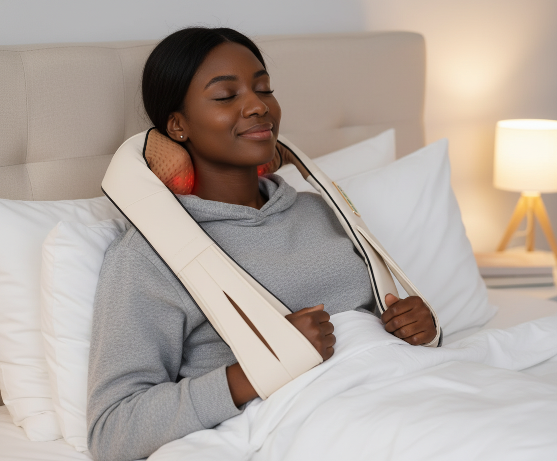 Shiatsu Neck and Back Massager with Infrared Heat – Adjustable Intensity for Comfort and Relaxation Align Body Relief