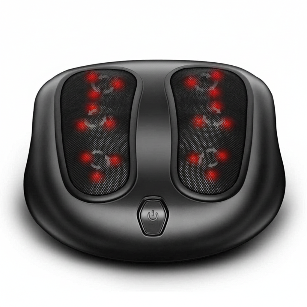 Foot Massager with Heat and 6 Massage Heads – Adjustable Height for Ultimate Relaxation and Comfort Align Body Relief