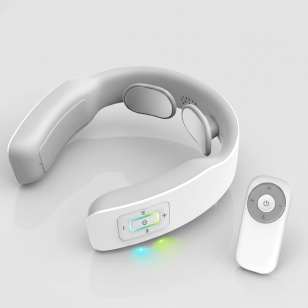 Wearable Neck Massager with Heat – Shiatsu Neck and Shoulder Massager, Portable with EMS Technology and Remote Control Align Body Relief