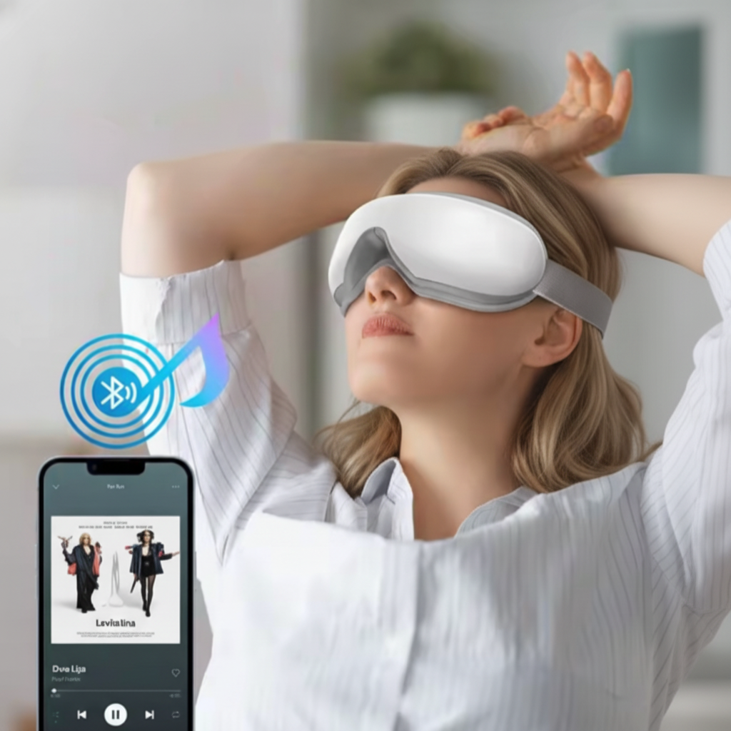 Heated Eye Massager Mask with Music – Smart Eye Massager with Customizable Settings and Portable Design Align Body Relief