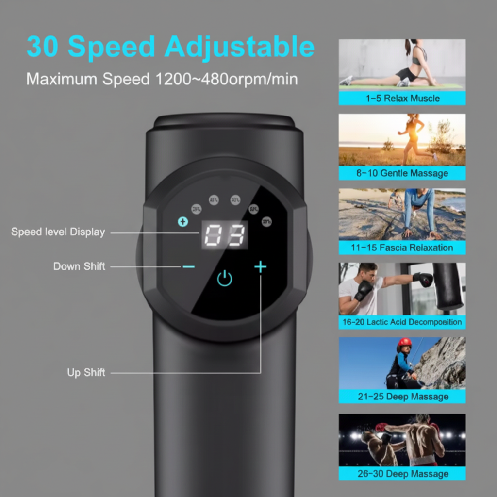 MAX PRO Massage Gun – Powerful, Portable with 6 Heads and Adjustable Speed Align Body Relief