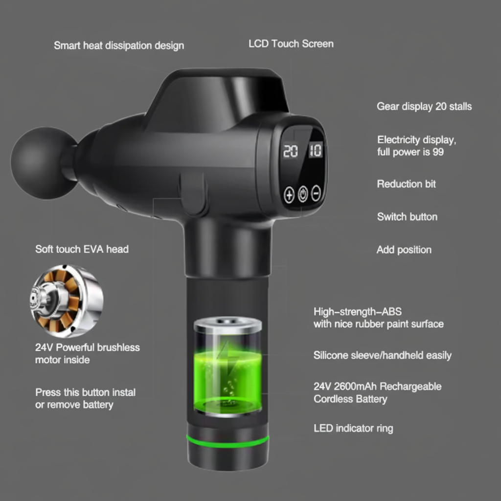 Cordless Deep Tissue Massage Gun – Quiet, Portable Muscle Massager for Athletes and Fitness Align Body Relief