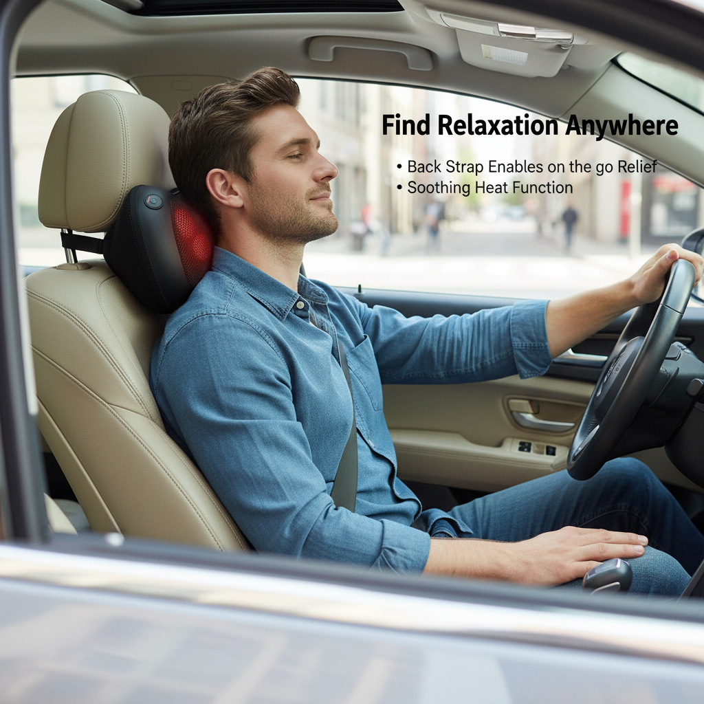 Shiatsu Neck & Back Massager Pillow with Heat – Portable, 15-Min Timer, Full-Body Comfort Align Body Relief