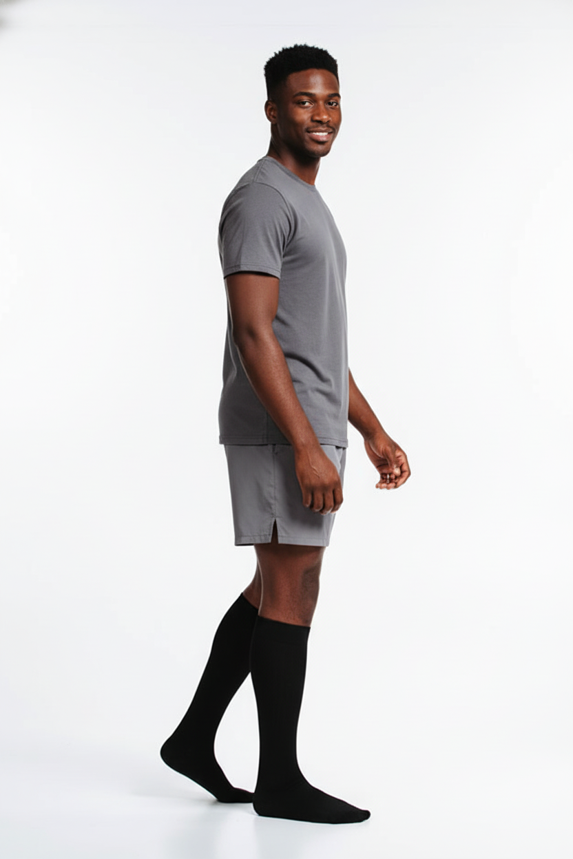Black Over-the-Calf Compression Socks for Men – Graduated Support, Moisture-Wicking, Enhanced Performance Align Body Relief